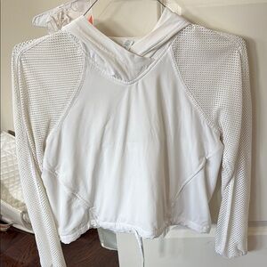 Lululemon Athletica White Crop Long Sleeve Hoodie